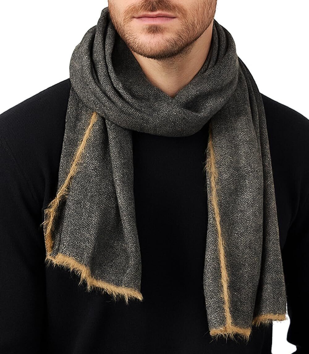 8279 Winter Cashmere Scarf Stripes Warm Soft Scarves with Tassel Luxurious